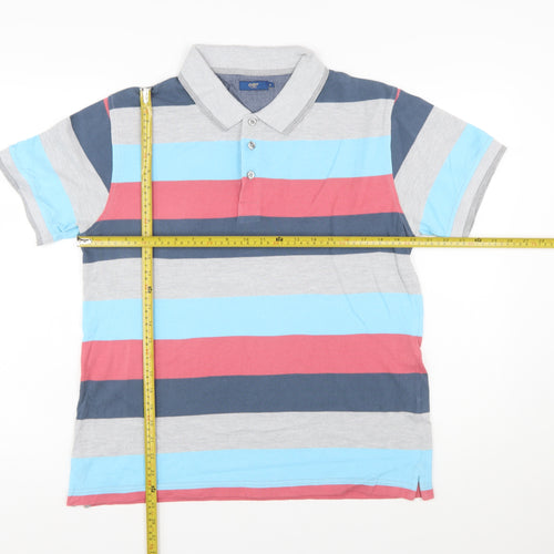 Cotton Traders Men's Multicoloured Striped Polo Shirt Size M