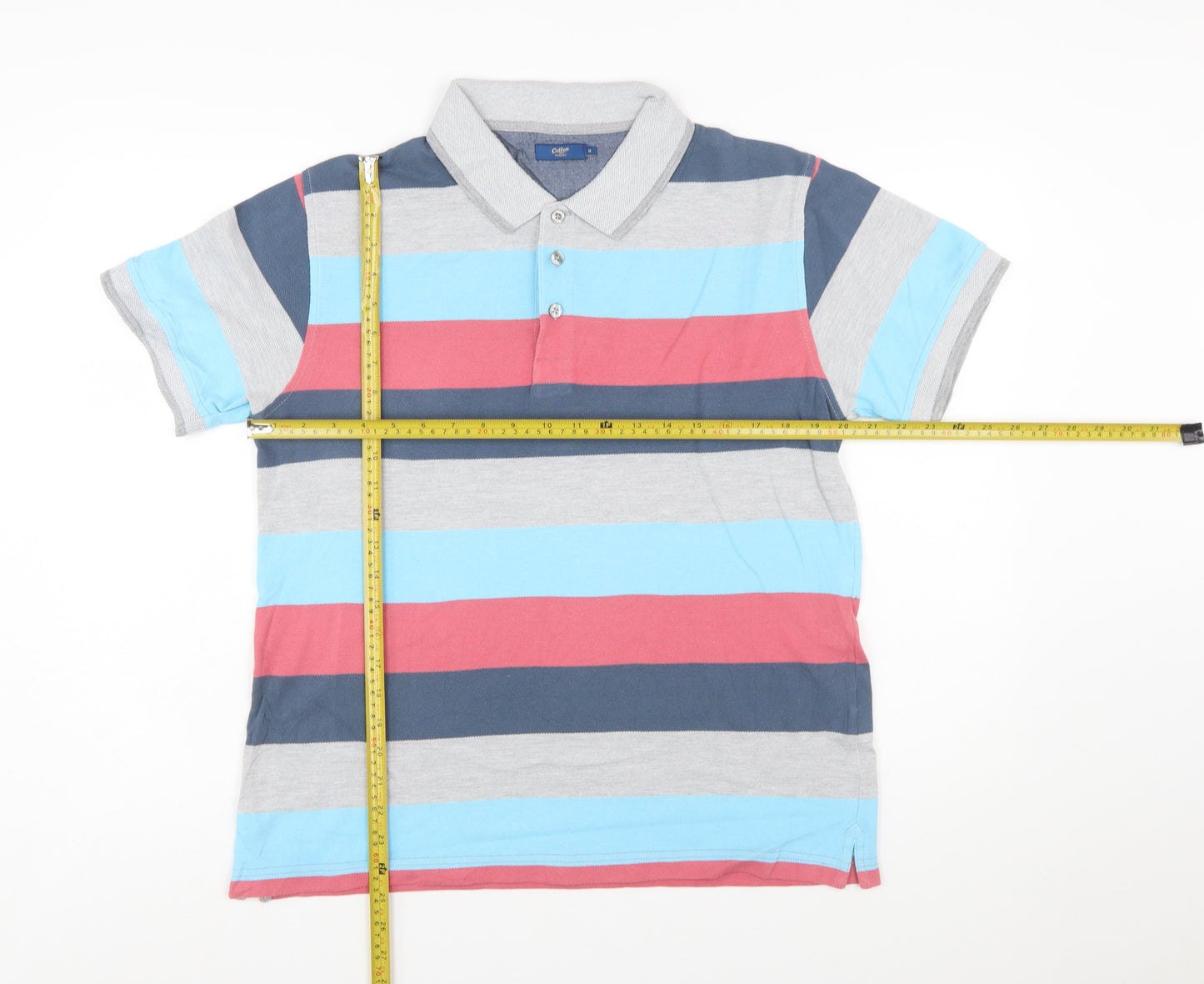 Cotton Traders Men's Multicoloured Striped Polo Shirt Size M