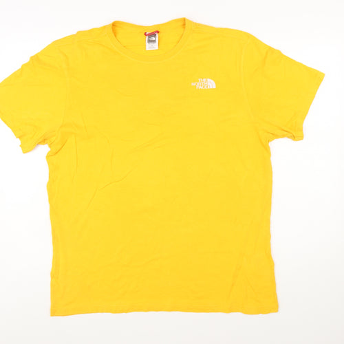 The North Face Men's Yellow Cotton Short Sleeve T-Shirt - Size L