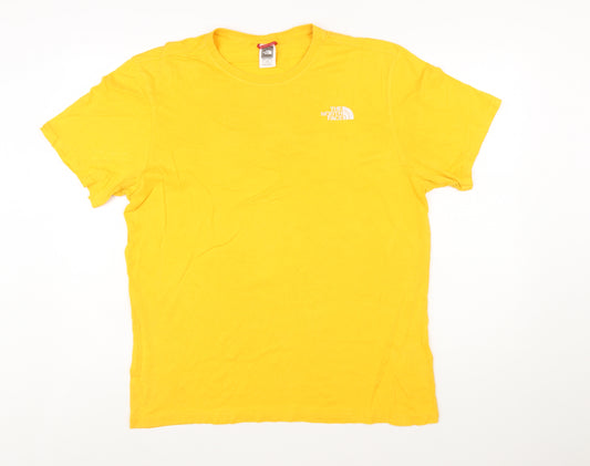 The North Face Men's Yellow Cotton Short Sleeve T-Shirt - Size L
