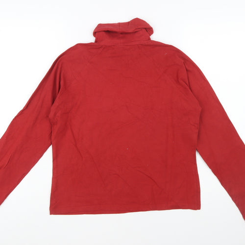 Tommy Jeans Women's Red Roll Neck Long Sleeve Basic Top L