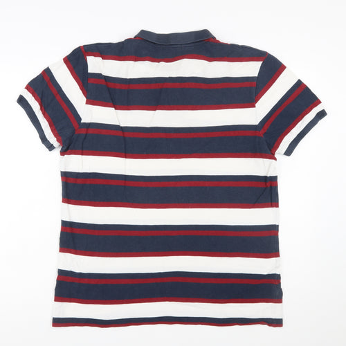 Ben Sherman Men's Navy Striped Cotton Polo Shirt Size L