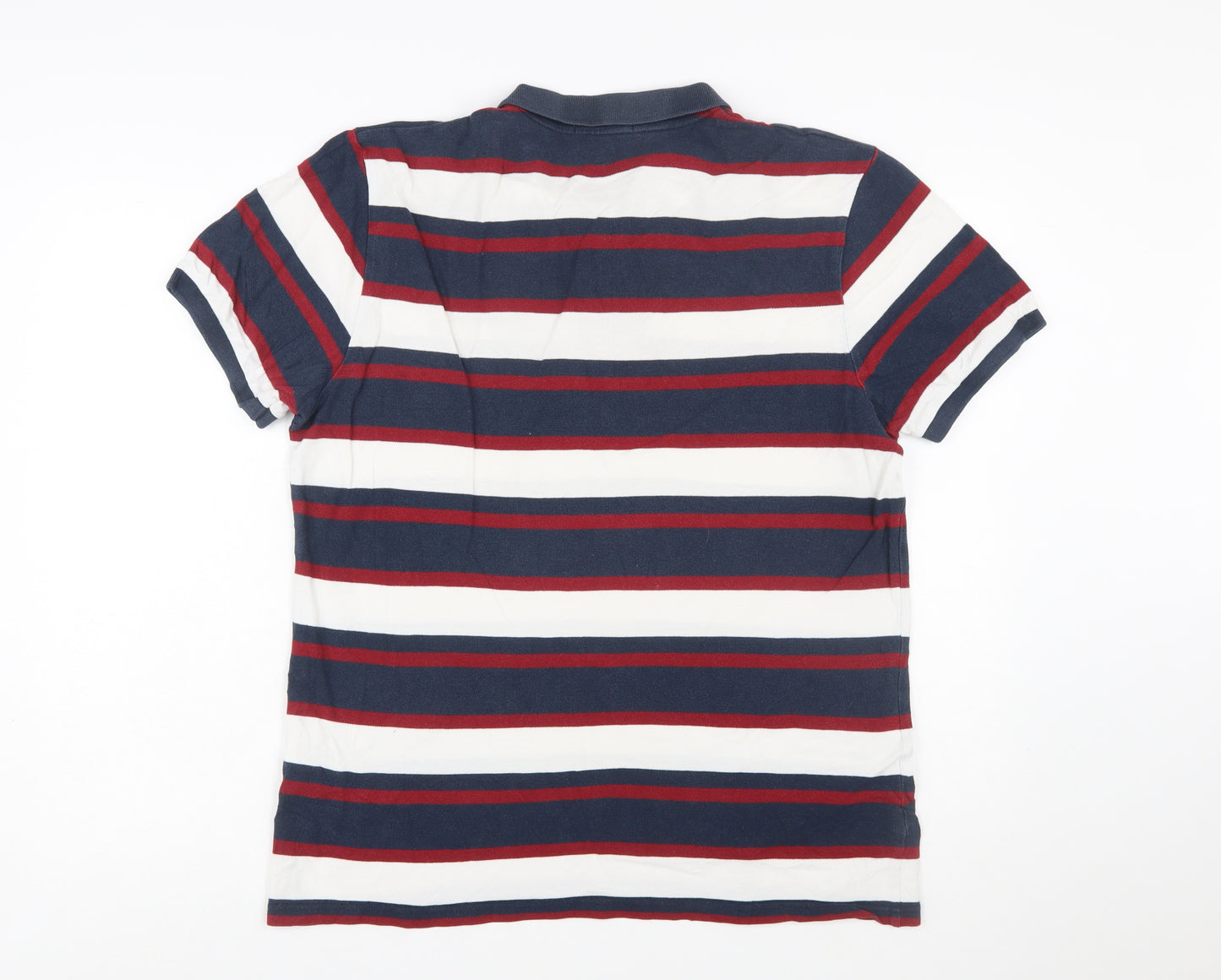 Ben Sherman Men's Navy Striped Cotton Polo Shirt Size L
