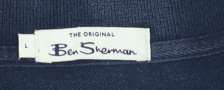 Ben Sherman Men's Navy Striped Cotton Polo Shirt Size L
