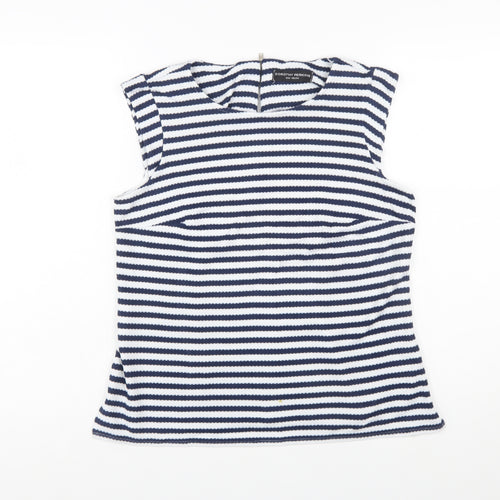 Dorothy Perkins Women Blue Striped Sleeveless Blouse Size 12