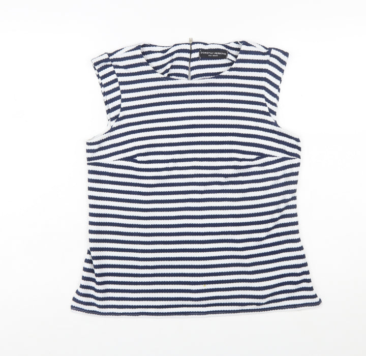 Dorothy Perkins Women Blue Striped Sleeveless Blouse Size 12