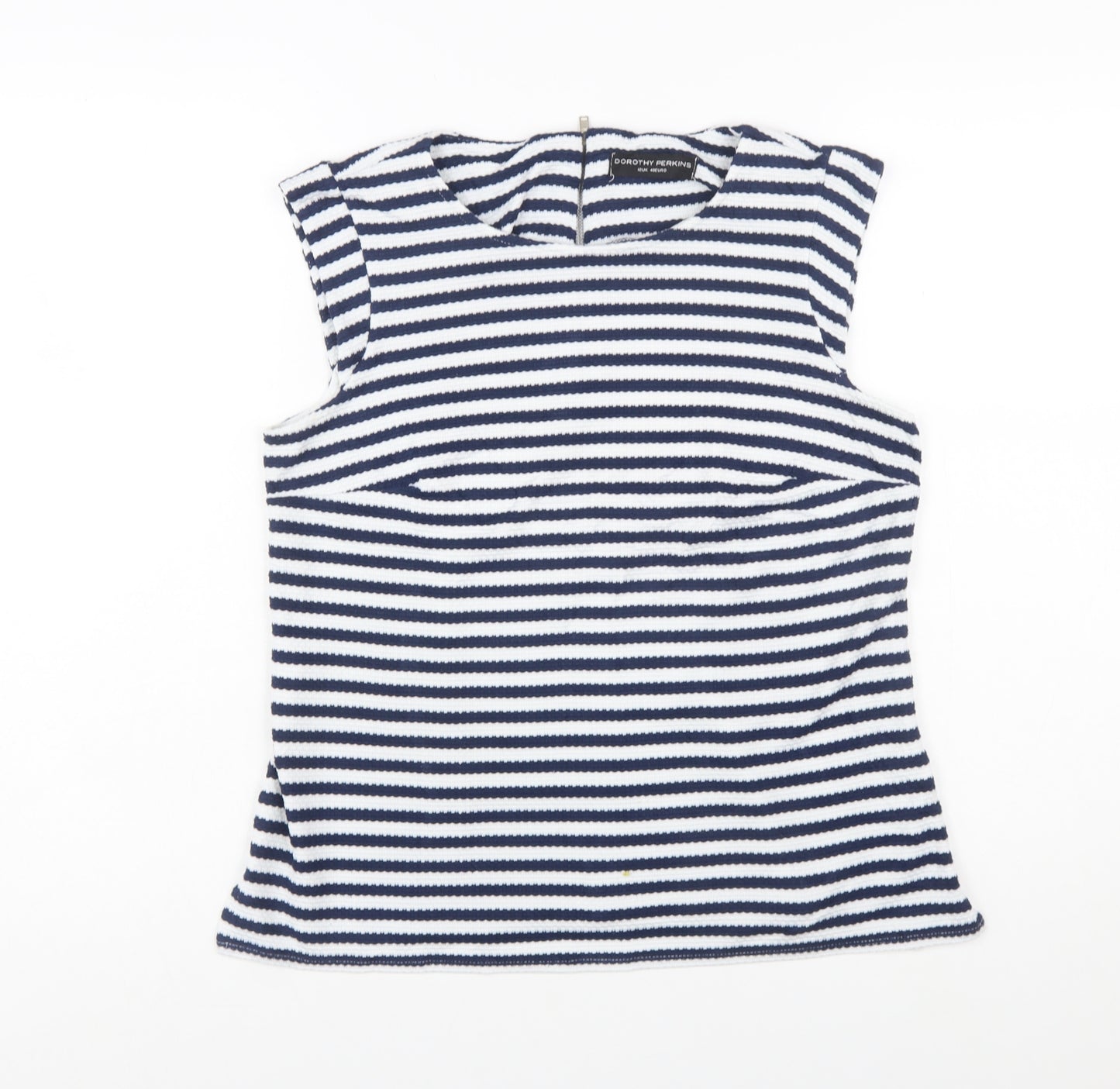 Dorothy Perkins Women Blue Striped Sleeveless Blouse Size 12
