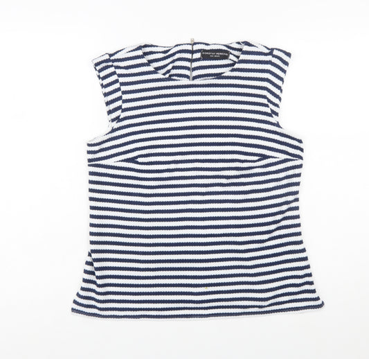 Dorothy Perkins Women Blue Striped Sleeveless Blouse Size 12