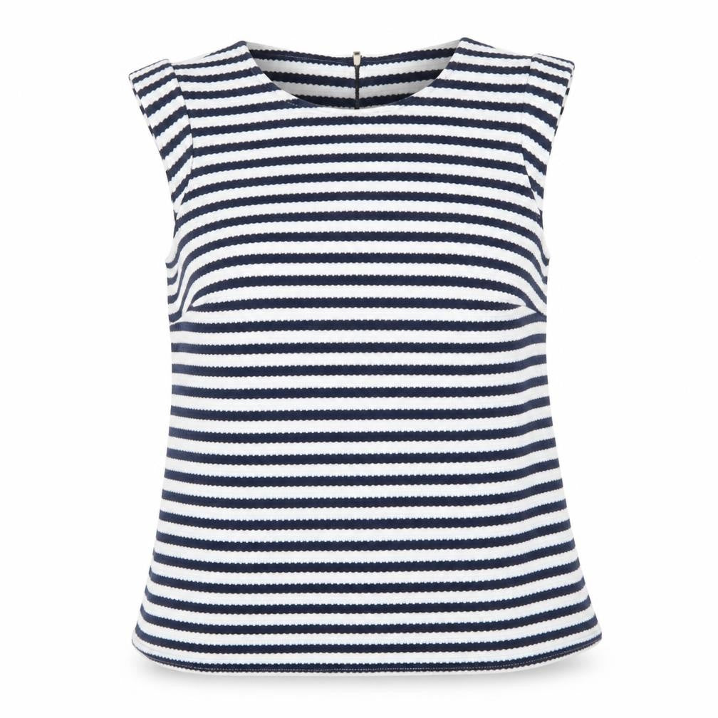 Dorothy Perkins Women Blue Striped Sleeveless Blouse Size 12