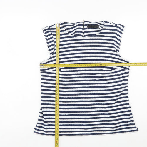 Dorothy Perkins Women Blue Striped Sleeveless Blouse Size 12