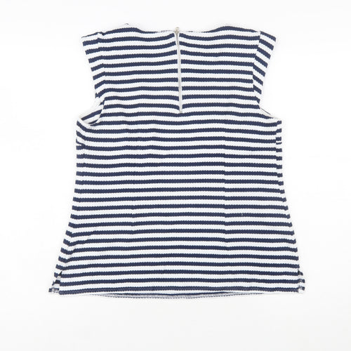 Dorothy Perkins Women Blue Striped Sleeveless Blouse Size 12