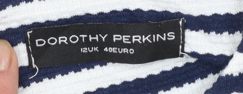 Dorothy Perkins Women Blue Striped Sleeveless Blouse Size 12
