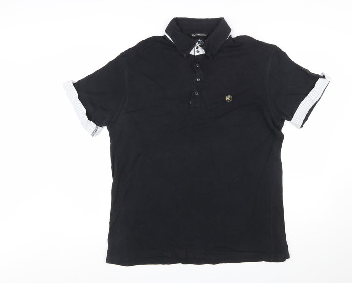 One True Saxon Men's Black XXL Short Sleeve Cotton Polo Shirt