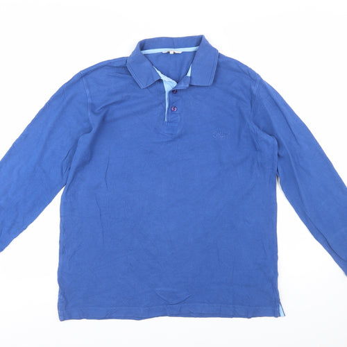 Cotton Traders Men's Blue Long Sleeve Polo Shirt Size S