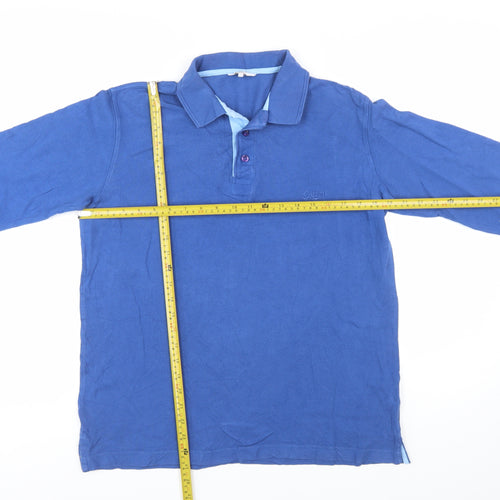 Cotton Traders Men's Blue Long Sleeve Polo Shirt Size S