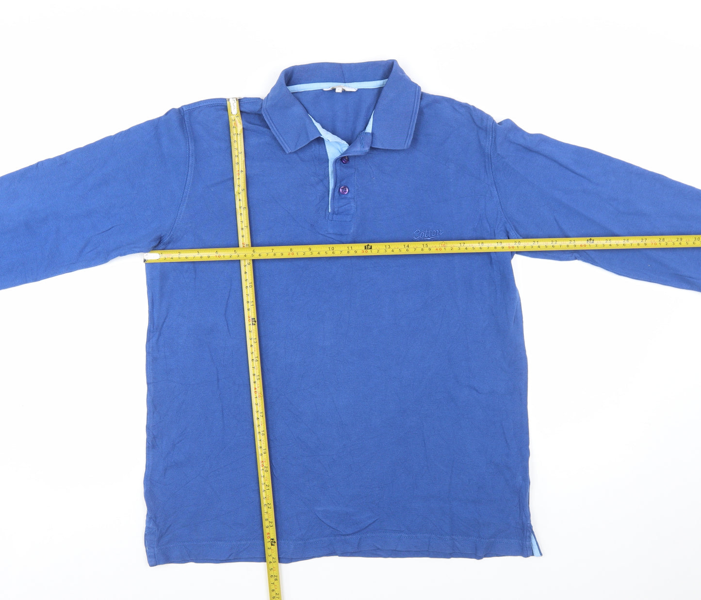 Cotton Traders Men's Blue Long Sleeve Polo Shirt Size S