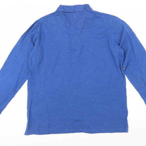 Cotton Traders Men's Blue Long Sleeve Polo Shirt Size S