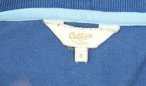Cotton Traders Men's Blue Long Sleeve Polo Shirt Size S