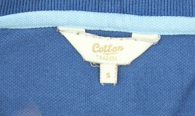 Cotton Traders Men's Blue Long Sleeve Polo Shirt Size S