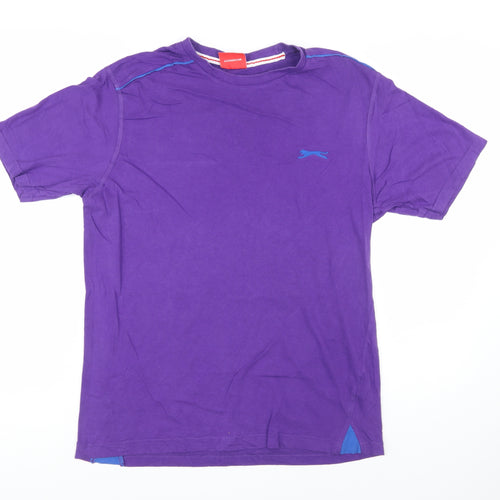 Slazenger Men's Purple Cotton Short Sleeve Crew Neck T-Shirt M