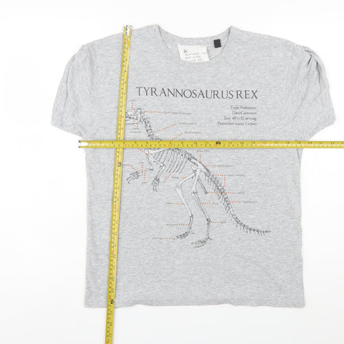 Topshop Women’s Grey Dinosaur Print Short Sleeve T-Shirt Size L