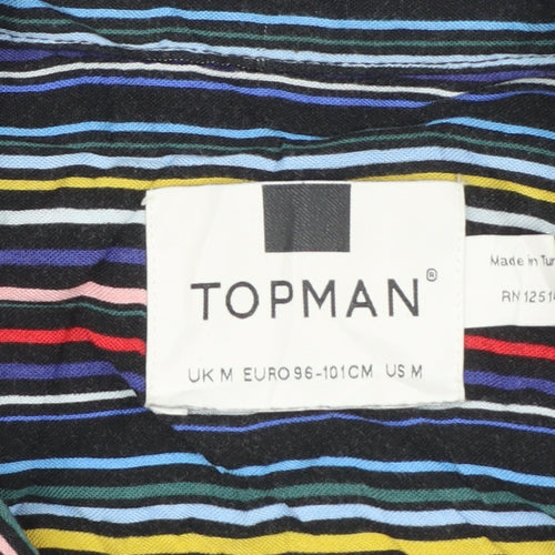 Topman Men's Multicoloured Striped Short Sleeve Button-Up Shirt Size M