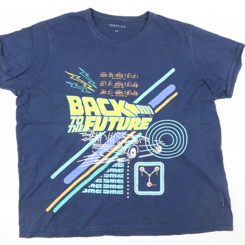 BadRhino Men's Blue Back to the Future Graphic Print 4XL T-Shirt