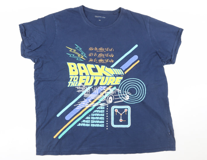 BadRhino Men's Blue Back to the Future Graphic Print 4XL T-Shirt