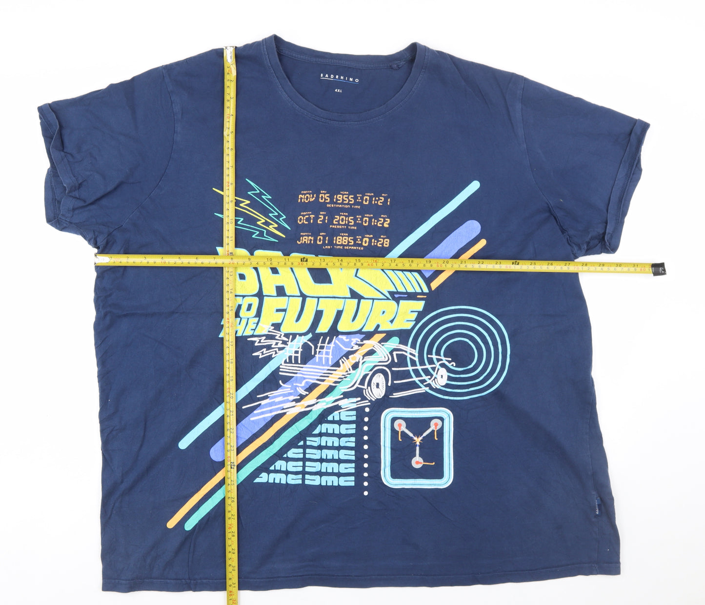 BadRhino Men's Blue Back to the Future Graphic Print 4XL T-Shirt