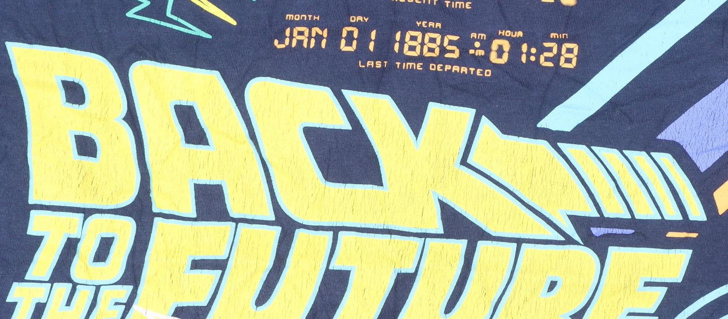 BadRhino Men's Blue Back to the Future Graphic Print 4XL T-Shirt