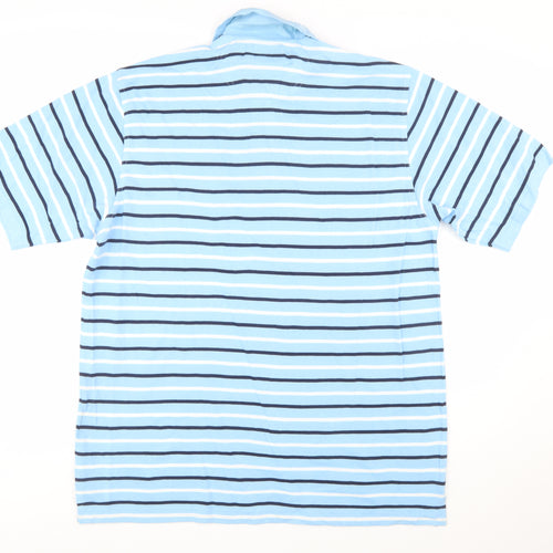 Savile Row Company Men’s Blue Striped Cotton Polo Shirt XL