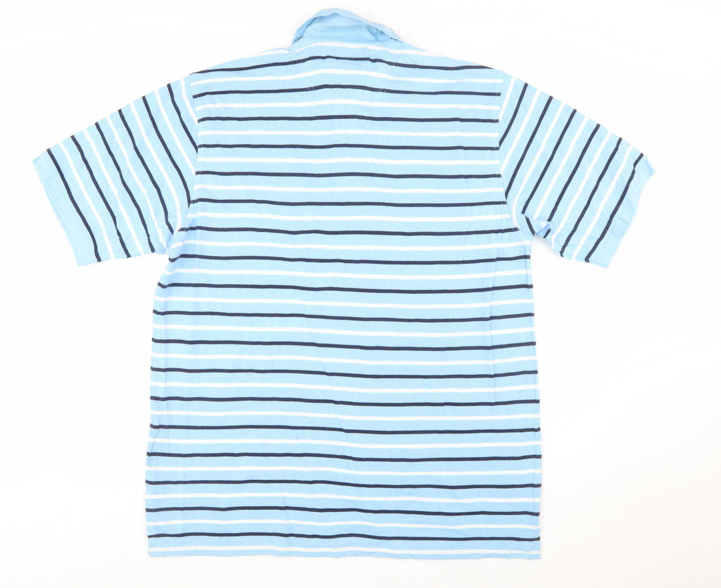 Savile Row Company Men’s Blue Striped Cotton Polo Shirt XL