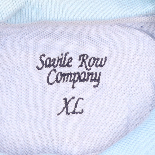 Savile Row Company Men’s Blue Striped Cotton Polo Shirt XL