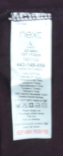 NEXT Men's Navy Burgundy Geometric Polo Shirt L Regular Fit 100% Cotton