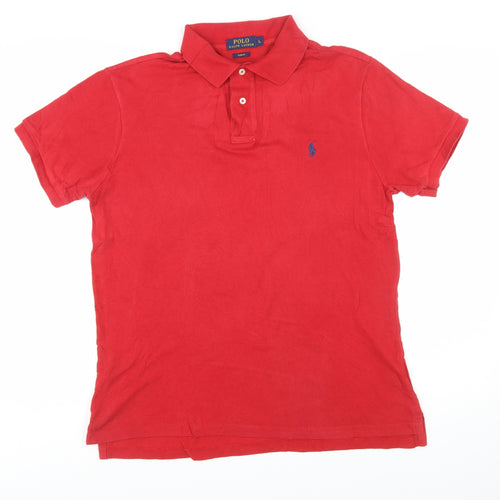 Ralph Lauren Men's Red Slim Fit Cotton Polo Shirt Size L