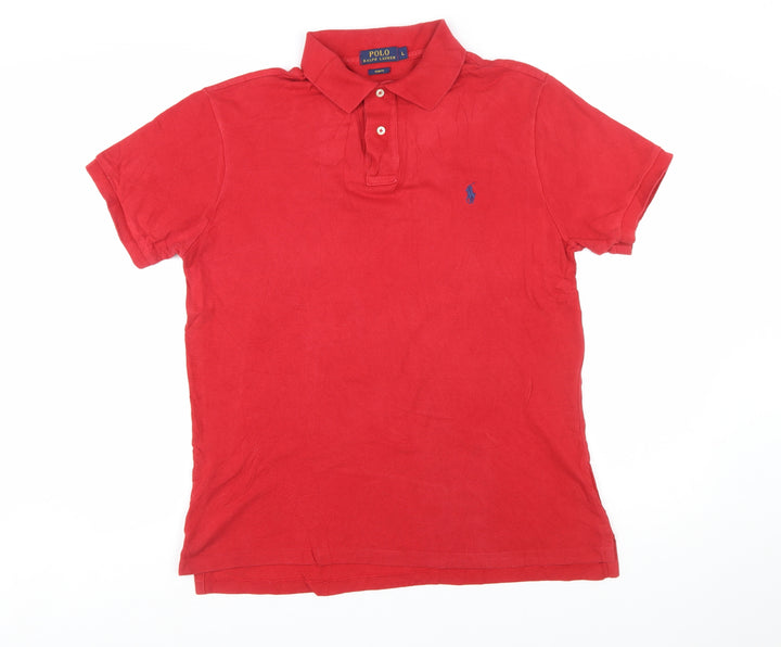 Ralph Lauren Men's Red Slim Fit Cotton Polo Shirt Size L