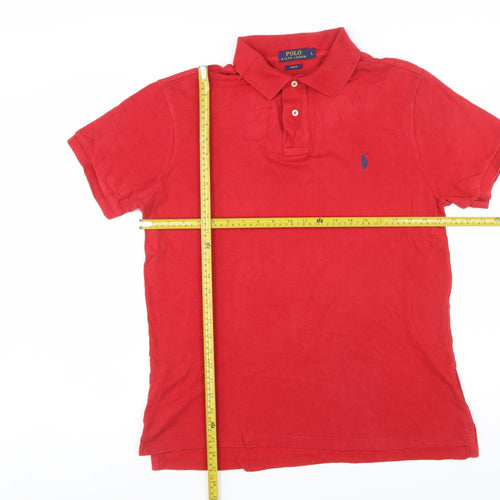 Ralph Lauren Men's Red Slim Fit Cotton Polo Shirt Size L