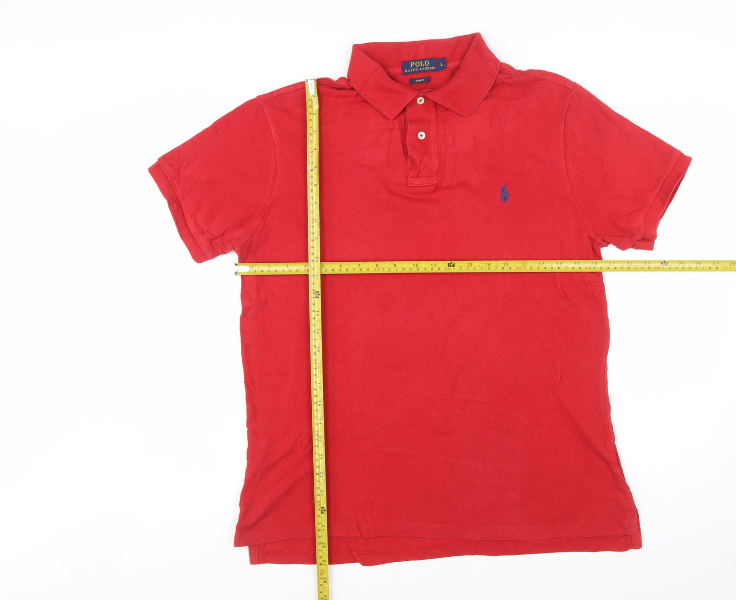 Ralph Lauren Men's Red Slim Fit Cotton Polo Shirt Size L
