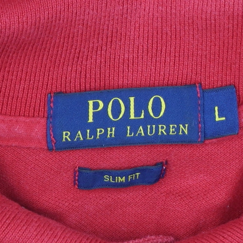 Ralph Lauren Men's Red Slim Fit Cotton Polo Shirt Size L