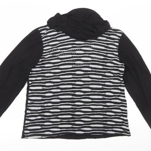 TIGI Womens Black Striped Cowl Neck Long Sleeve Jersey Top Size 18