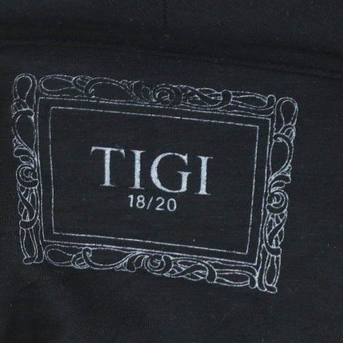 TIGI Womens Black Striped Cowl Neck Long Sleeve Jersey Top Size 18