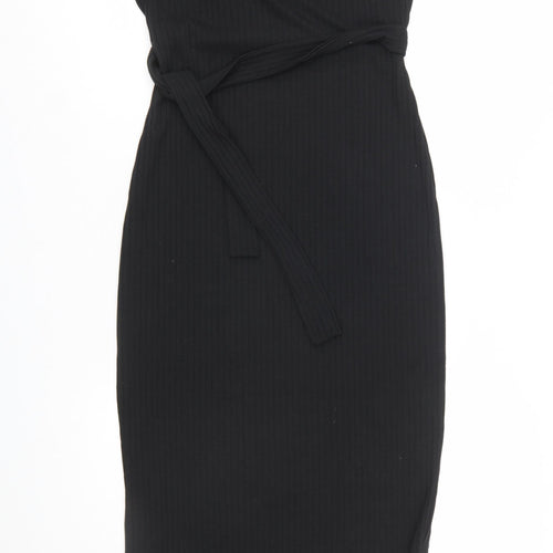 New Look Women’s Black Size 10 Bodycon Midi Belted Dress