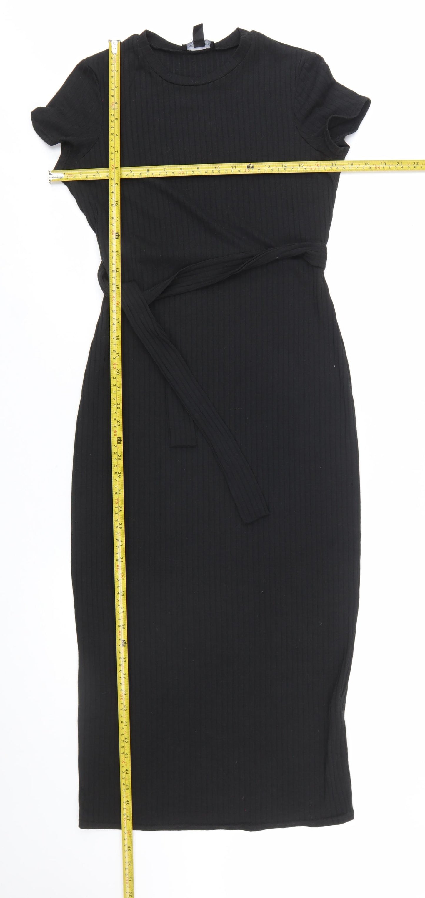 New Look Women’s Black Size 10 Bodycon Midi Belted Dress