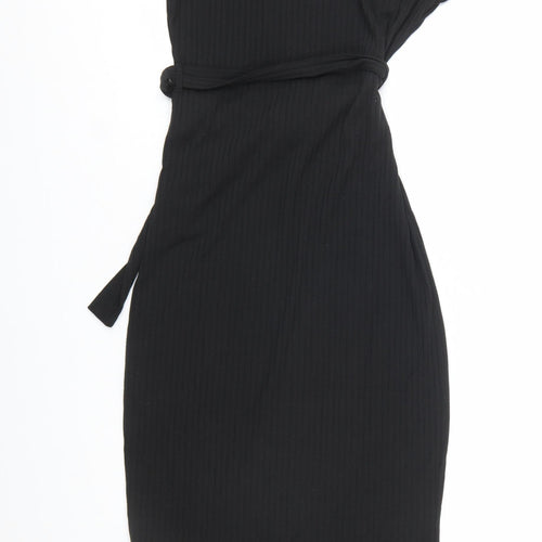 New Look Women’s Black Size 10 Bodycon Midi Belted Dress