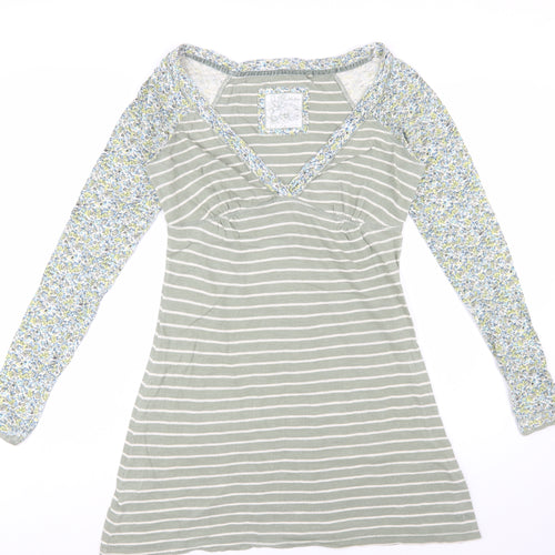 Fat Face Women’s Green Striped A-Line Jersey Dress Size 10