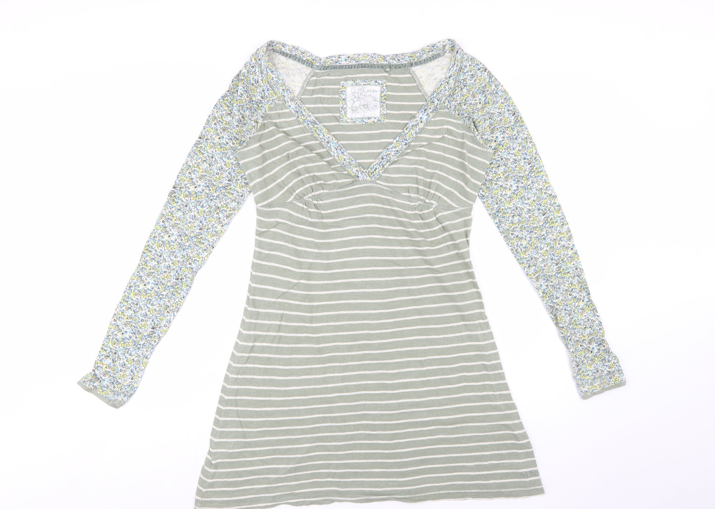 Fat Face Women’s Green Striped A-Line Jersey Dress Size 10