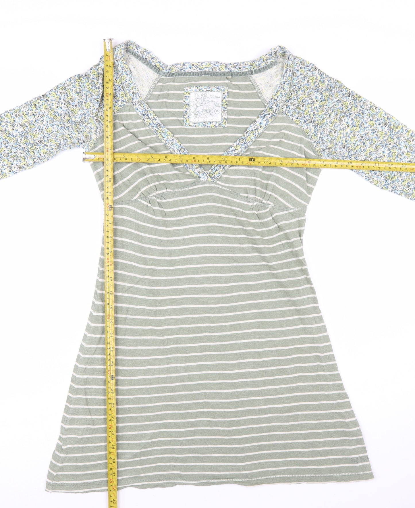 Fat Face Women’s Green Striped A-Line Jersey Dress Size 10