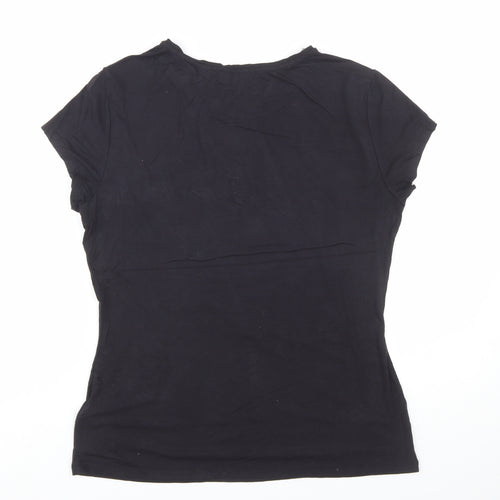 Ted Baker Women's Black Beaded Crew Neck Short Sleeve Top Size 14