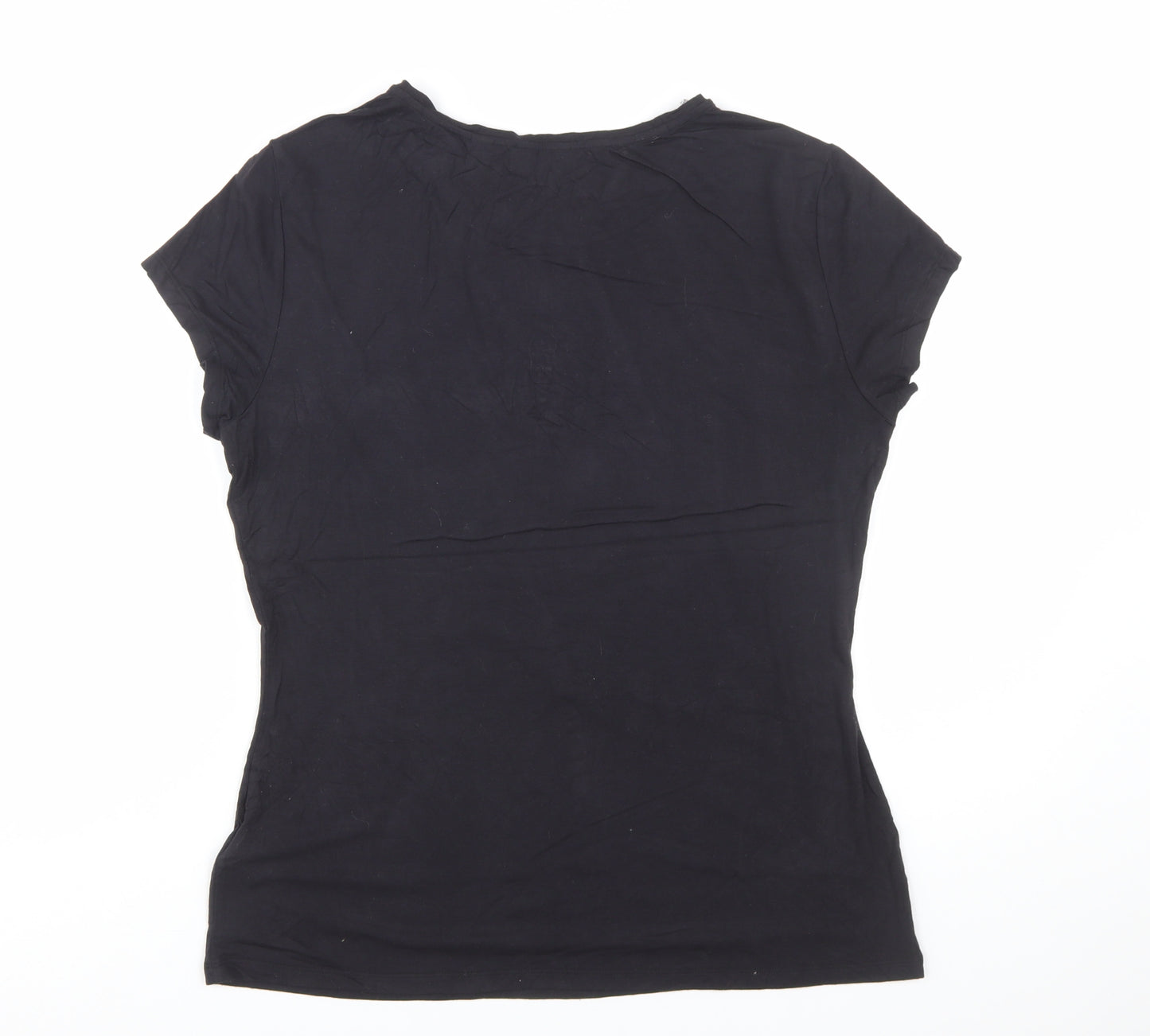 Ted Baker Women's Black Beaded Crew Neck Short Sleeve Top Size 14