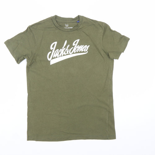 Jack & Jones Boys Green Logo Cotton Regular Fit T-Shirt 12 Years